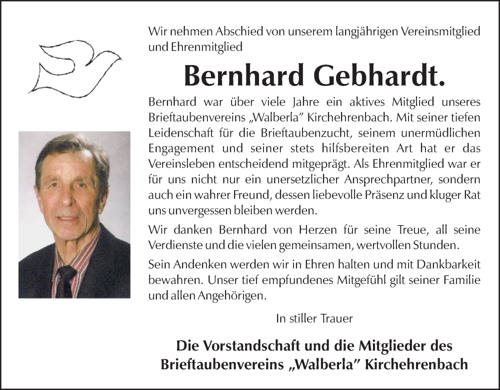  Traueranzeige für Bernhard Gebhardt vom 05.07.2025 aus MGO