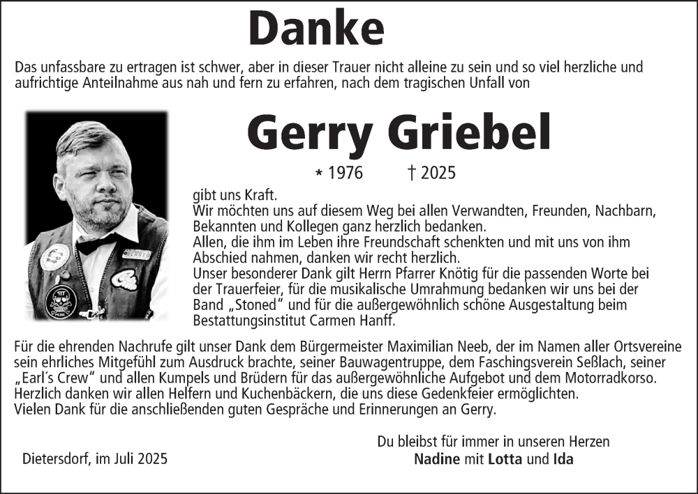  Traueranzeige für Gerry Griebel vom 19.07.2025 aus MGO