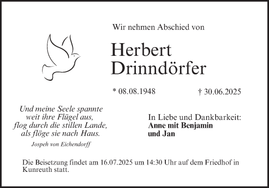 Anzeige von Herbert Drinndörfer von MGO