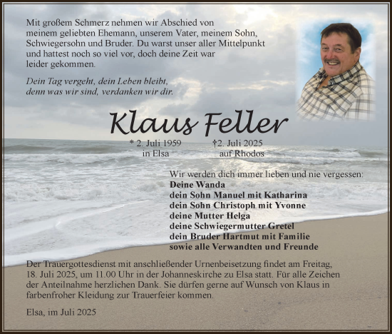 Anzeige von Klaus Feller von MGO