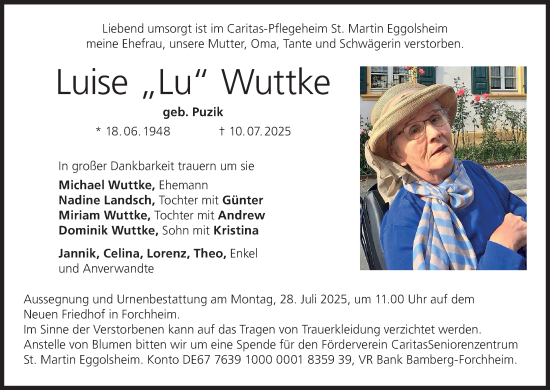 Anzeige von Luise Wuttke von MGO