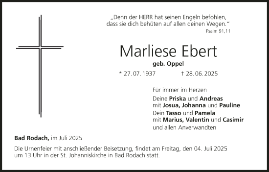 Anzeige von Marliese Ebert von MGO