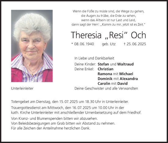 Anzeige von Theresia Och von MGO