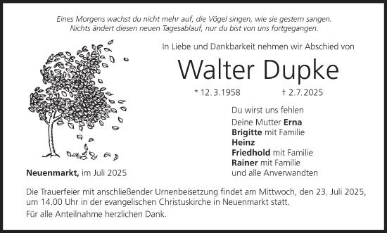 Anzeige von Walter Dupke von MGO