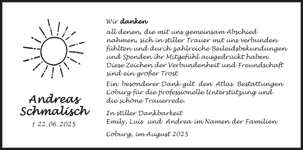  Traueranzeige für Andreas Schmalisch vom 16.08.2025 aus MGO