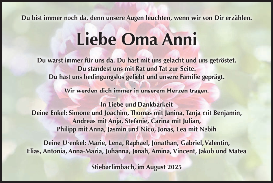 Anzeige von Anni Belzer von MGO