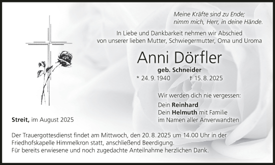 Anzeige von Anni Dörfler von MGO