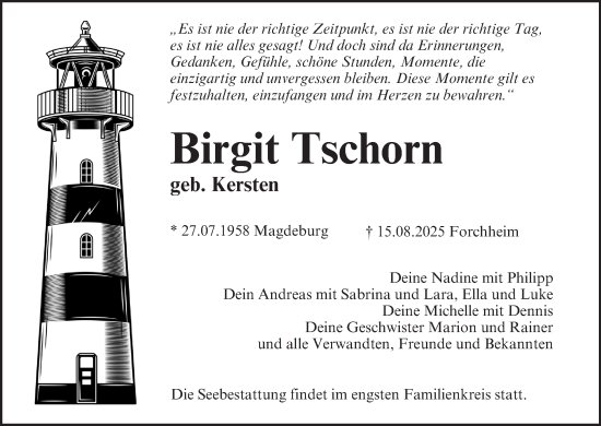 Anzeige von Birgit Tschorn von MGO