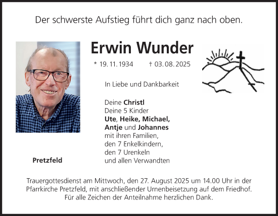 Anzeige von Erwin Wunder von MGO