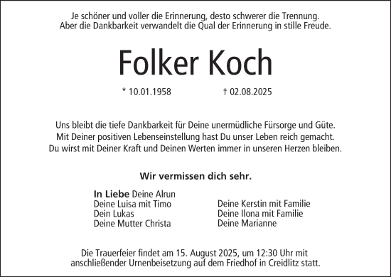 Anzeige von Folker Koch von MGO