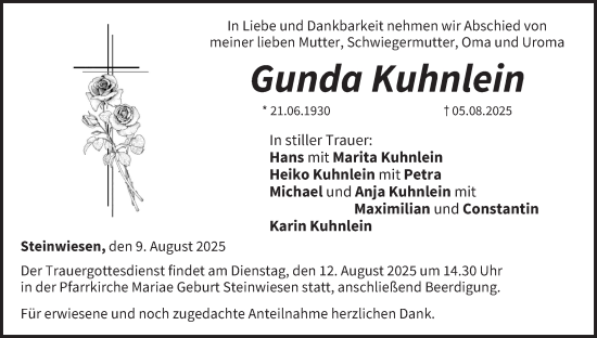 Anzeige von Gunda Kuhnlein von MGO