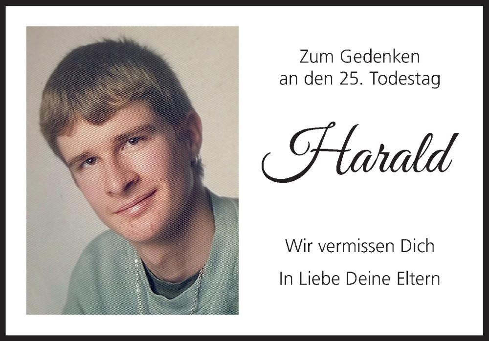  Traueranzeige für Harald  vom 15.08.2025 aus MGO