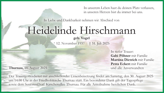 Anzeige von Heidelinde Hirschmann von MGO