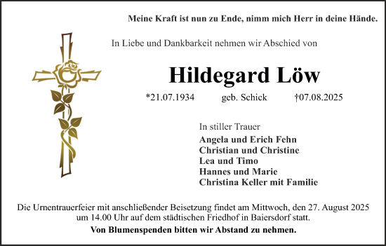 Anzeige von Hildegard Löw von MGO