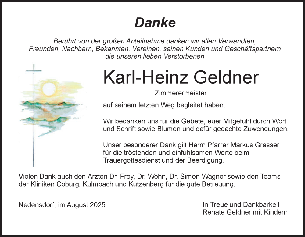  Traueranzeige für Karl-Heinz Geldner vom 23.08.2025 aus MGO