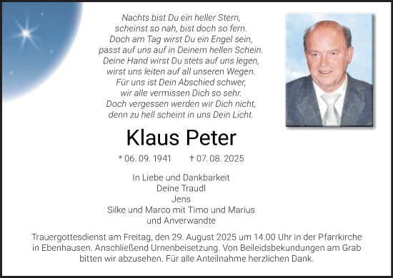 Anzeige von Klaus Peter von MGO