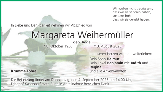 Anzeige von Margareta Weihermüller von MGO