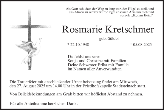 Anzeige von Rosmarie Kretschmer von MGO