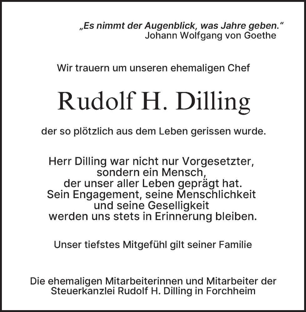  Traueranzeige für Rudolf Dilling vom 09.08.2025 aus MGO