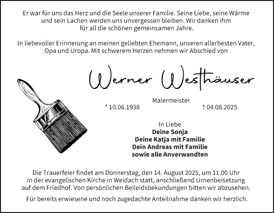 Anzeige von Werner Westhäuser von MGO