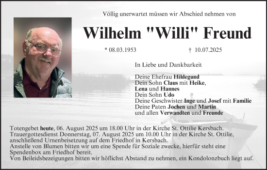 Anzeige von Wilhelm Freund von MGO