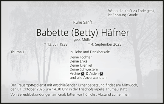 Anzeige von Babette Häfner von MGO