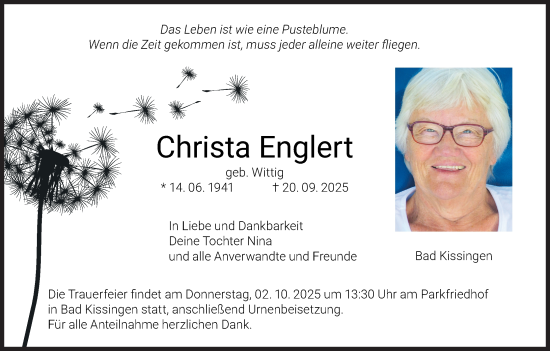 Anzeige von Christa Englert von MGO