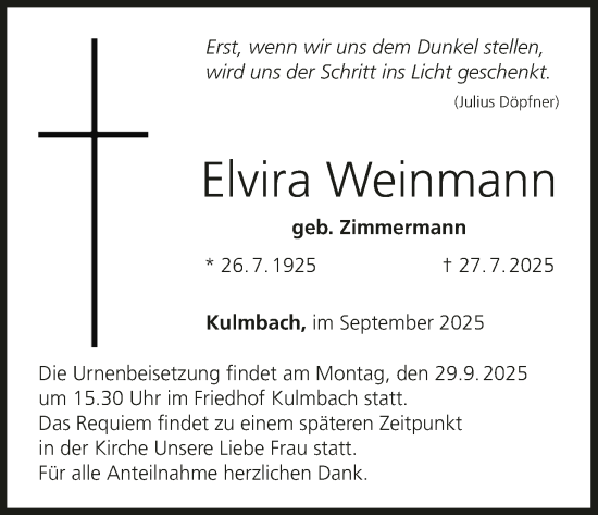 Anzeige von Elvira Weinmann von MGO