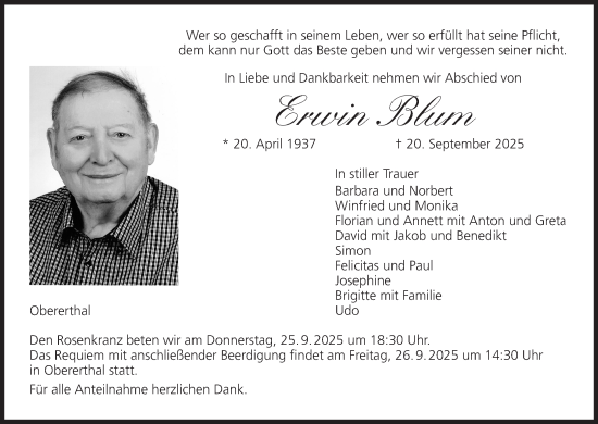 Anzeige von Erwin Blum Blum von MGO