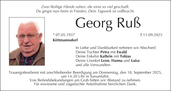 Anzeige von Georg Ruß von MGO