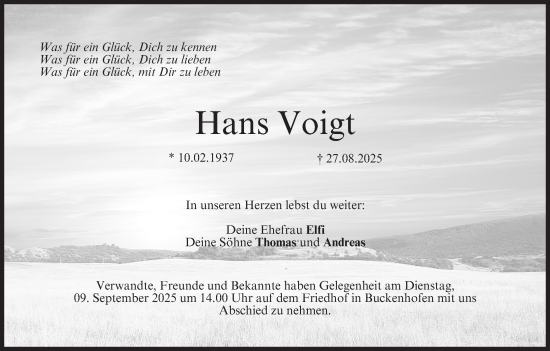 Anzeige von Hans Voigt von MGO