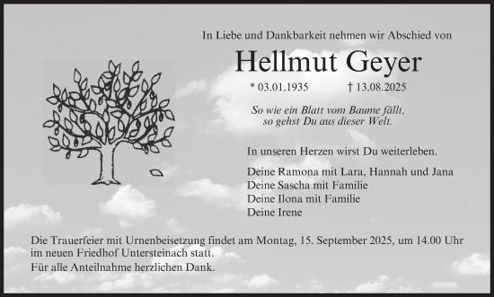 Anzeige von Hellmut Geyer von MGO