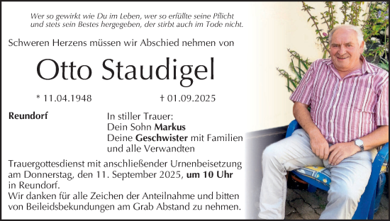 Anzeige von Otto Staudigel von MGO