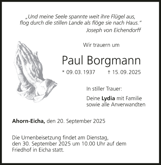 Anzeige von Paul Borgmann von MGO