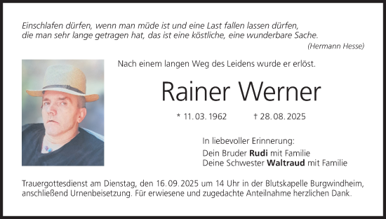 Anzeige von Rainer Werner von MGO