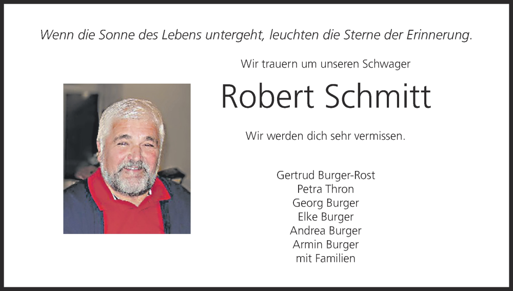  Traueranzeige für Robert Schmitt vom 06.09.2025 aus MGO