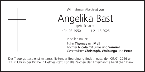 Anzeige von Angelika Bast von MGO