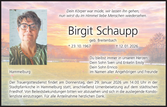 Anzeige von Birgit Schaupp von MGO