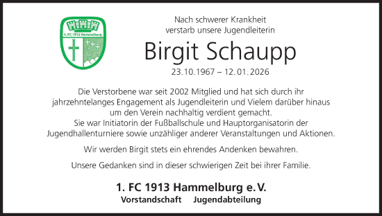 Anzeige von Birgit Schaupp von MGO