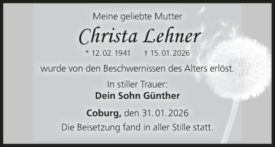 Anzeige von Christa Lehner von MGO