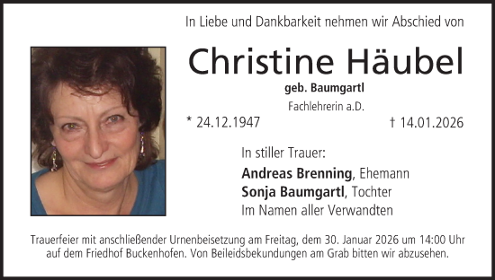 Anzeige von Christine Häubel von MGO