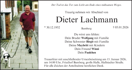 Anzeige von Dieter Lachmann von MGO