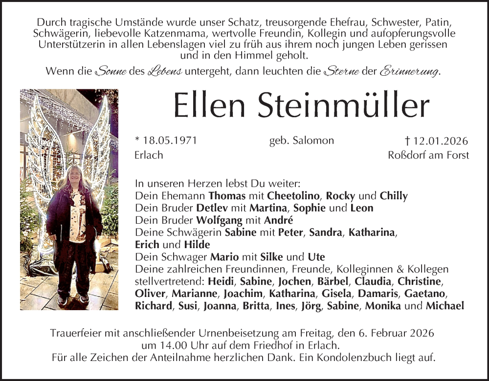  Traueranzeige für Ellen Steinmüller vom 31.01.2026 aus MGO