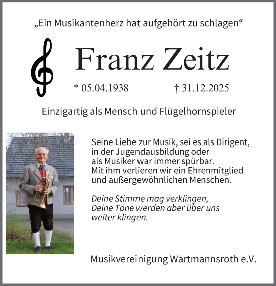 Anzeige von Franz Zeitz von MGO