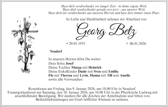 Anzeige von Georg Betz von MGO