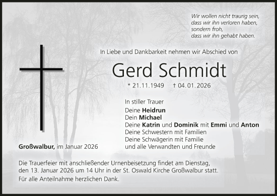 Anzeige von Gerd Schmidt von MGO