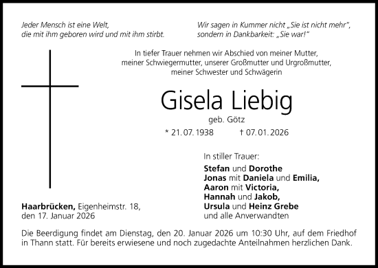 Anzeige von Gisela Liebig von MGO