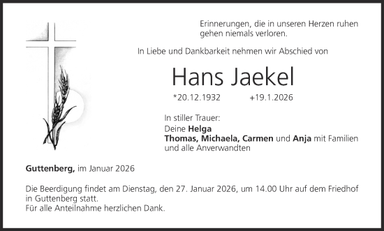 Anzeige von Hans Jaekel von MGO