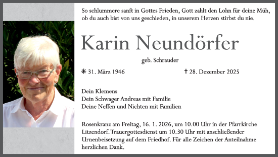 Anzeige von Karin Neundörfer von MGO