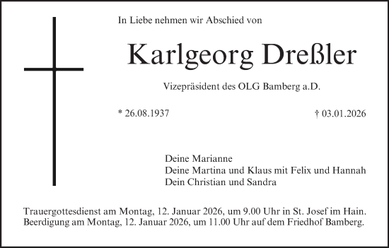Anzeige von Karlgeorg Dreßler von MGO